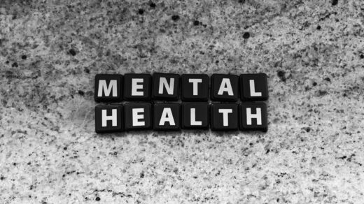 a black and white photo of the word mental health