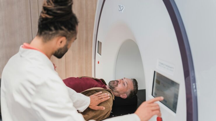 a doctor examining a patient