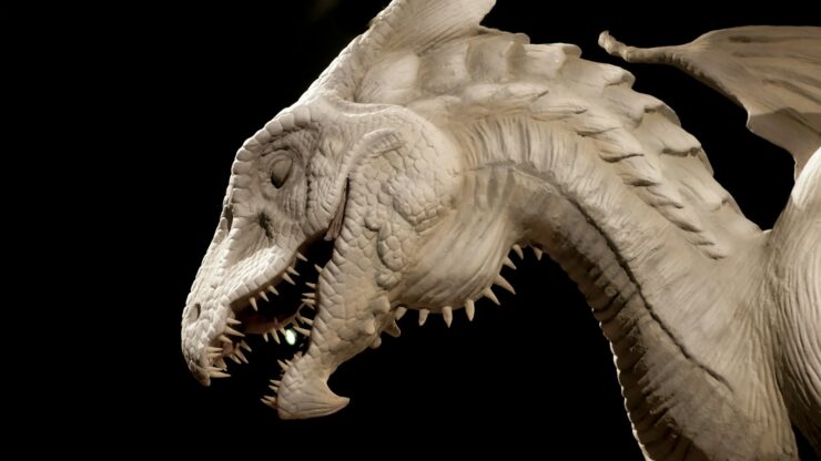 white and brown dragon head