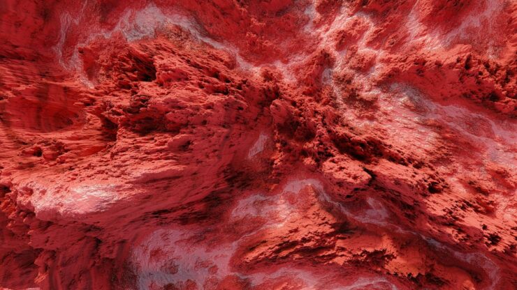 a painting of a canyon