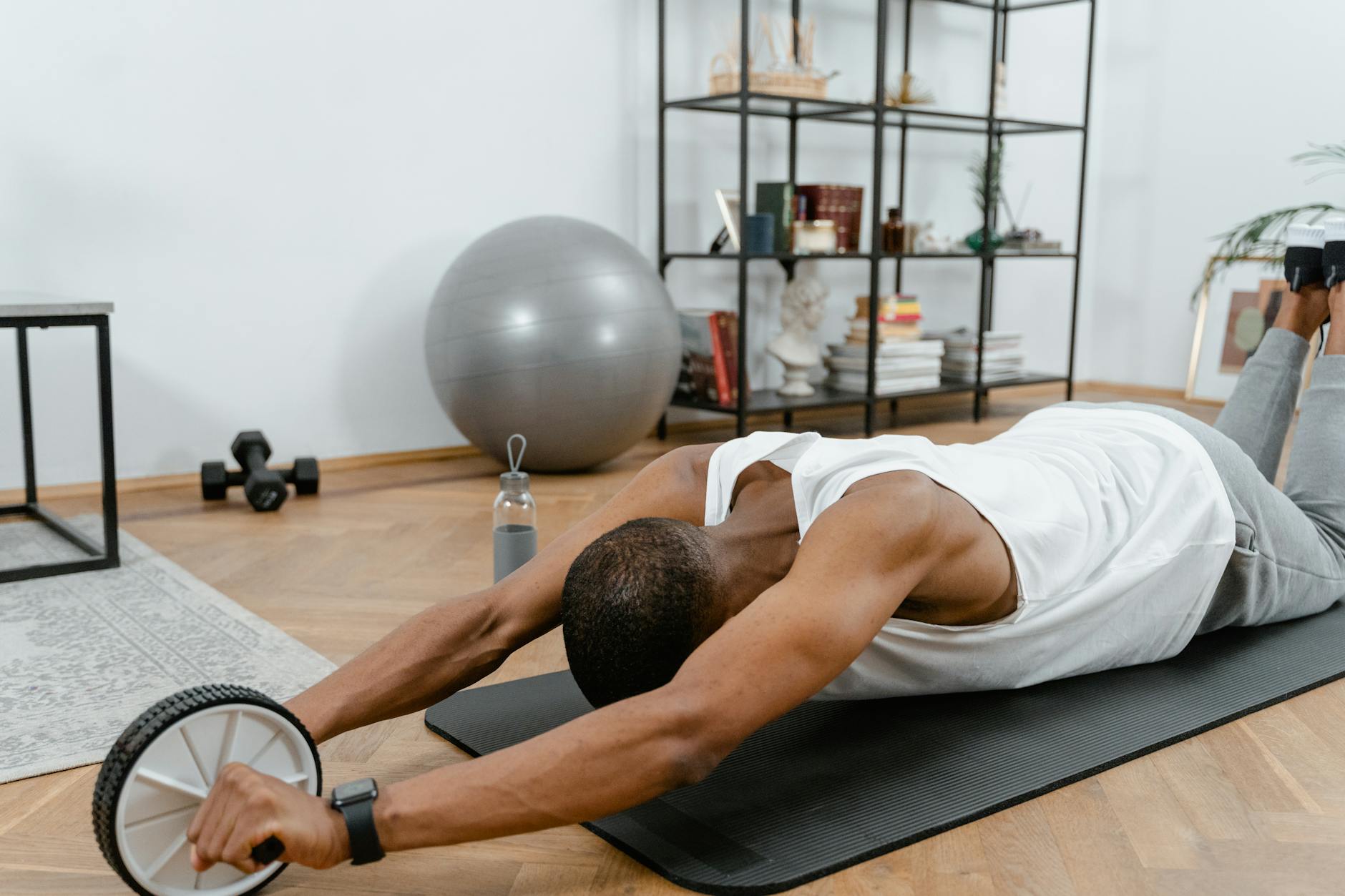 a man doing an ab workout